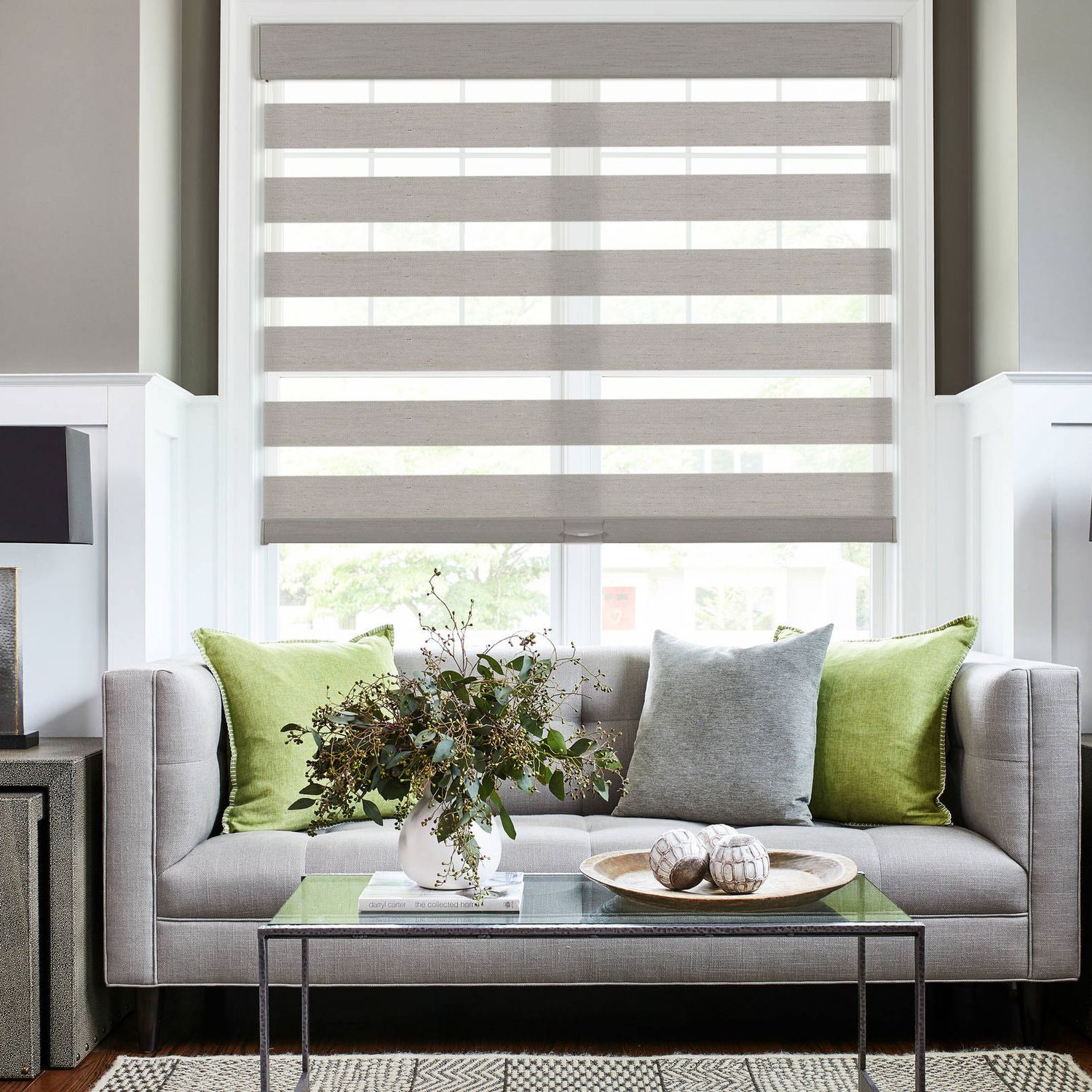 Persilux Dual-Layer Zebra Blackout Shades for Living Room