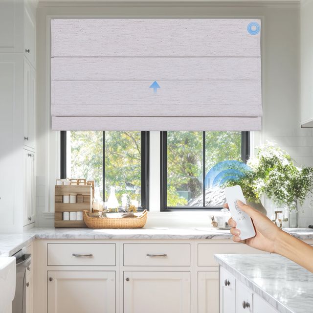 Motorized Linen Fabric Roman Shades