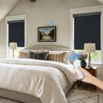 Persilux Motorized Blackout Flat Fabric Roller Shades with Remote Control