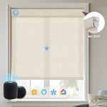 Persilux Custom No Drill Motorized Linen Roller Shades for Smart Windows