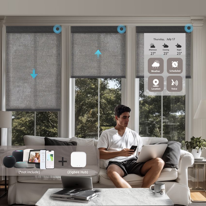 Custom Motorized Roller Shades | Blackout & Light Filtering | Persilux