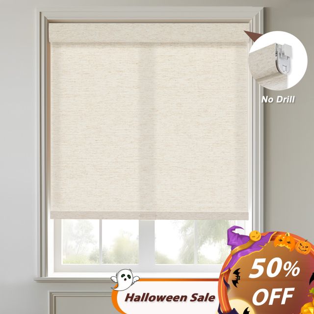 No Drill No Tools Linen Roller Shades