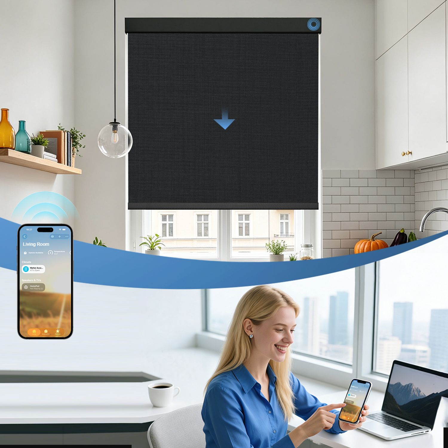 Smart Home Compatible Motorized 1% Openness Basic Solar Shades