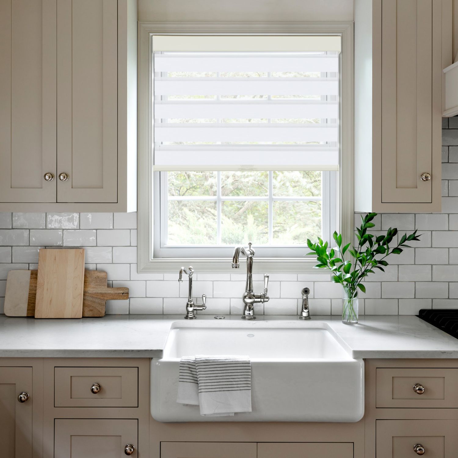 Persilux Dual-Layer Zebra Blackout Shades in white