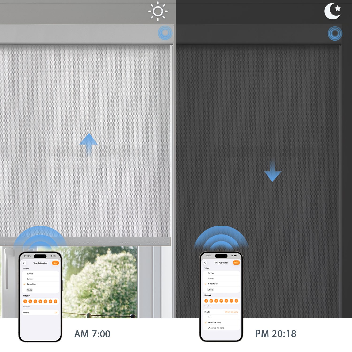 Day and Night Light Control with Motorized 3% Openness Basic Solar Shades