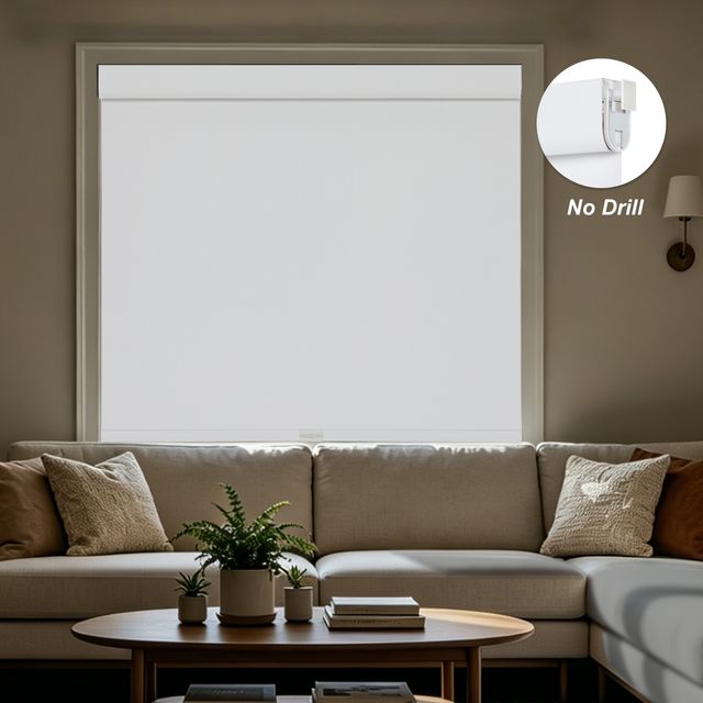 No Drill No Tools Plain Fabric Blackout Roller Shades