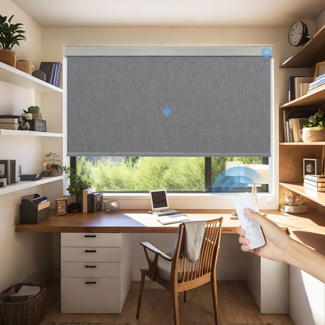 Motorized Roller Shades With Jacquard Pattern