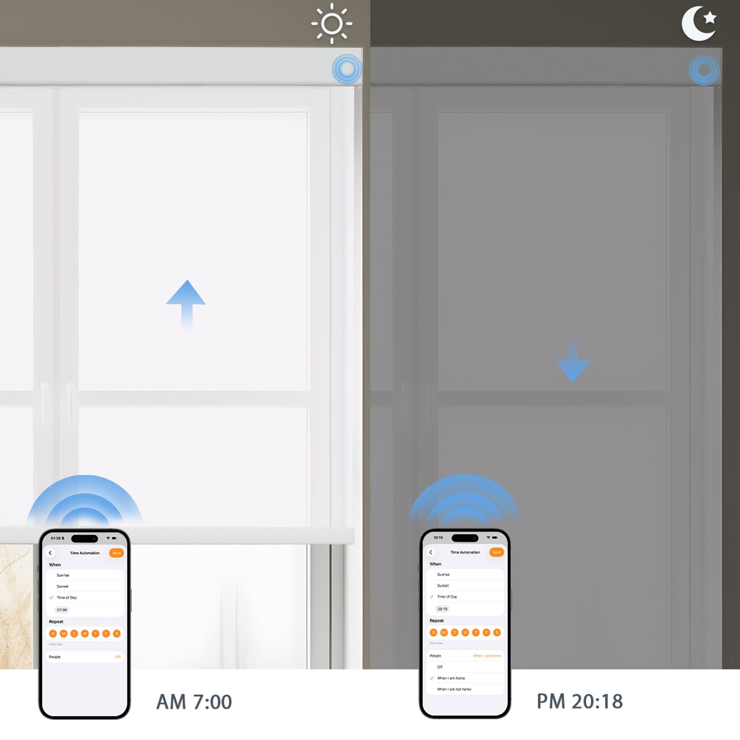 Day and Night Light Control with Motorized 5% Openness See-Through Solar Shades