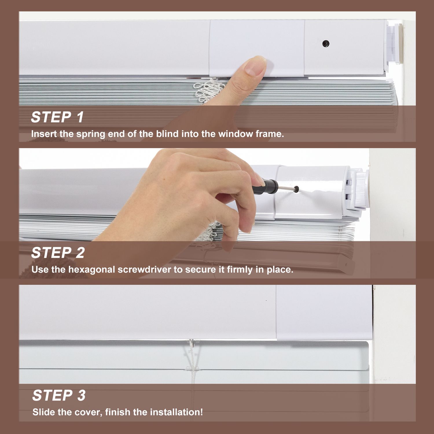 Persilux No Drill Mini Blinds installation steps