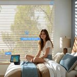 Motorized light control Shangri-La shades for bedroom