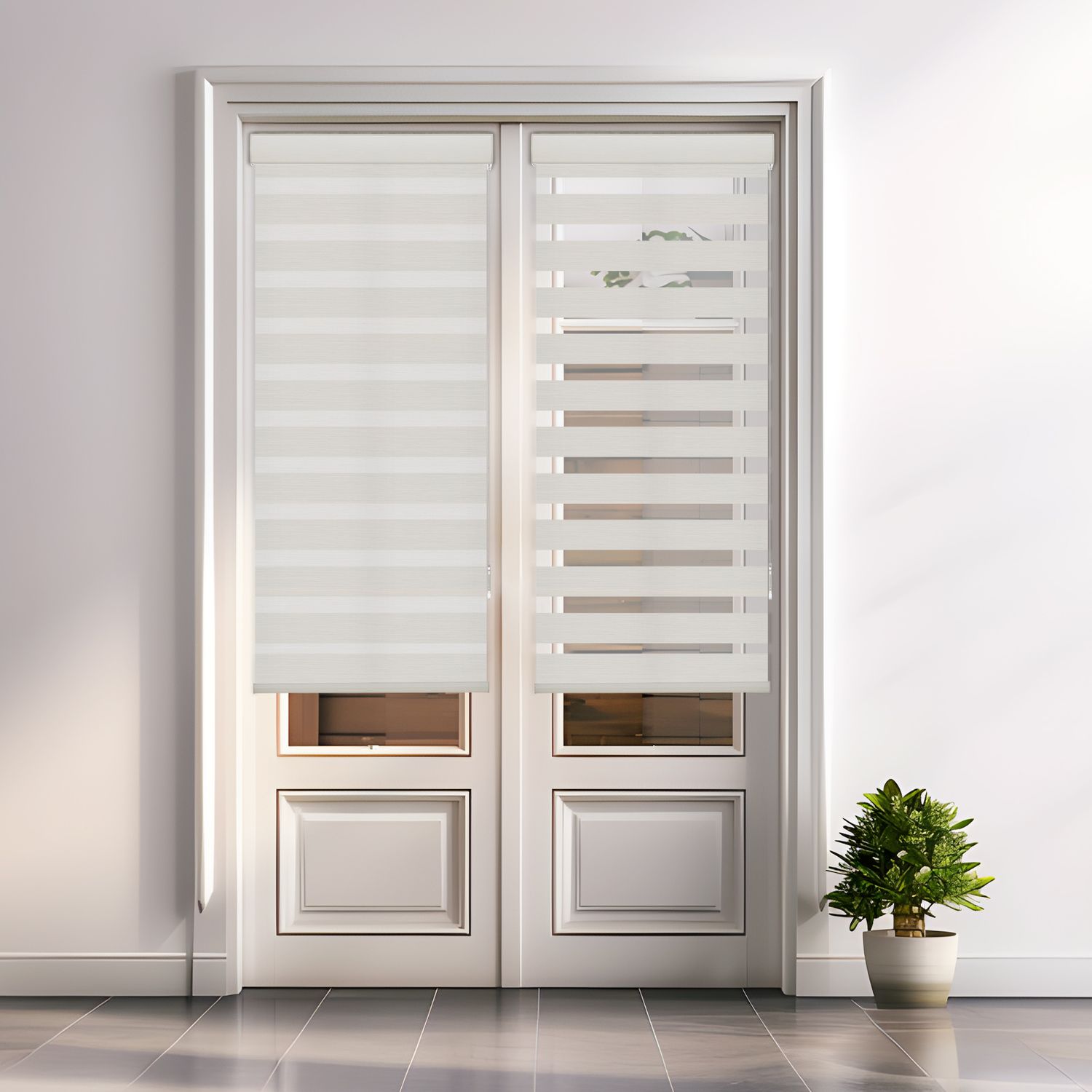 Persilux white Dual-Layer Zebra Blackout Shades