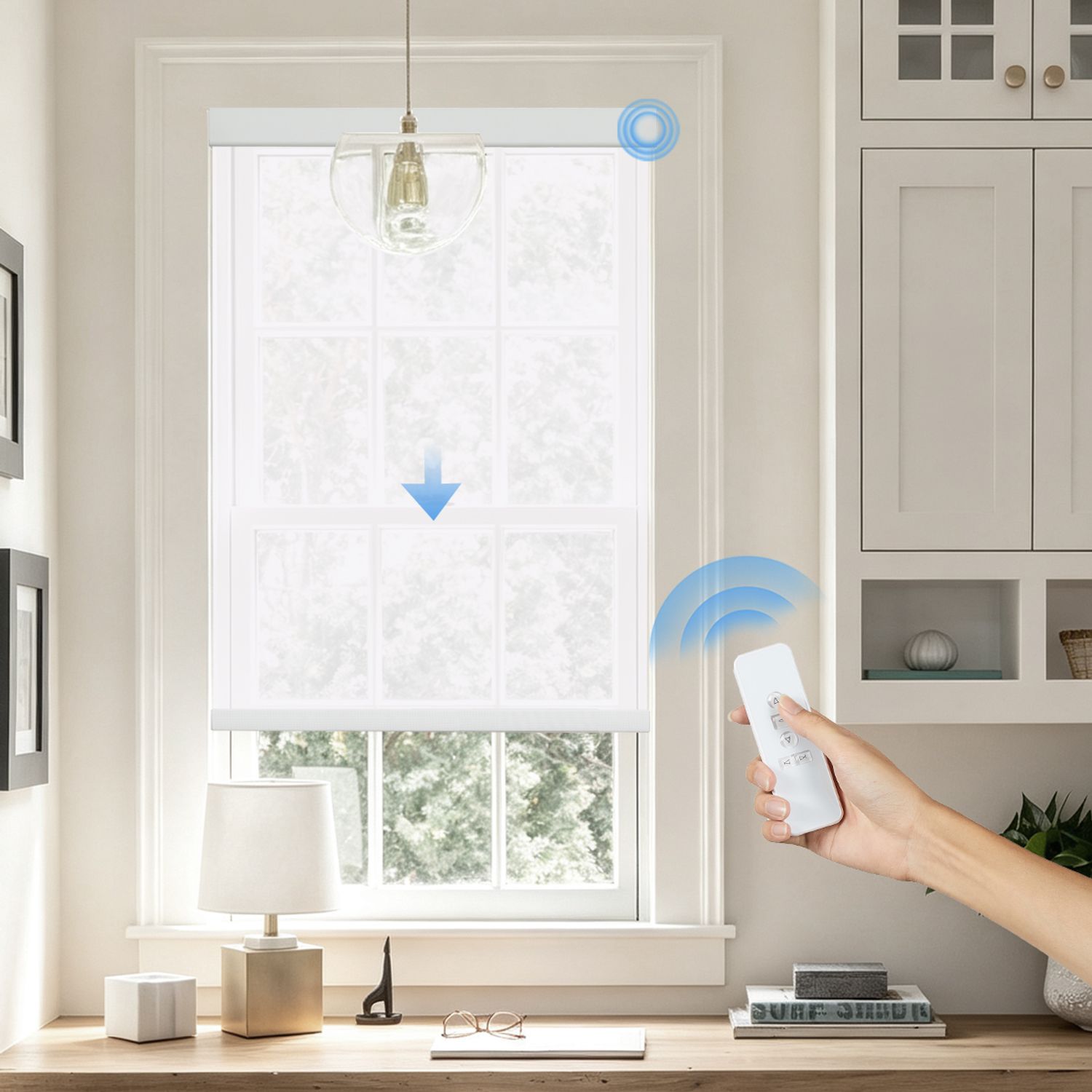 Persilux Motorized 5% Openness See-Through Solar Shades with Remote Control