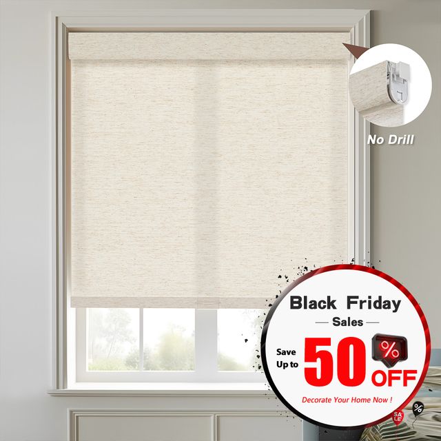 No Drill No Tools Linen Roller Shades