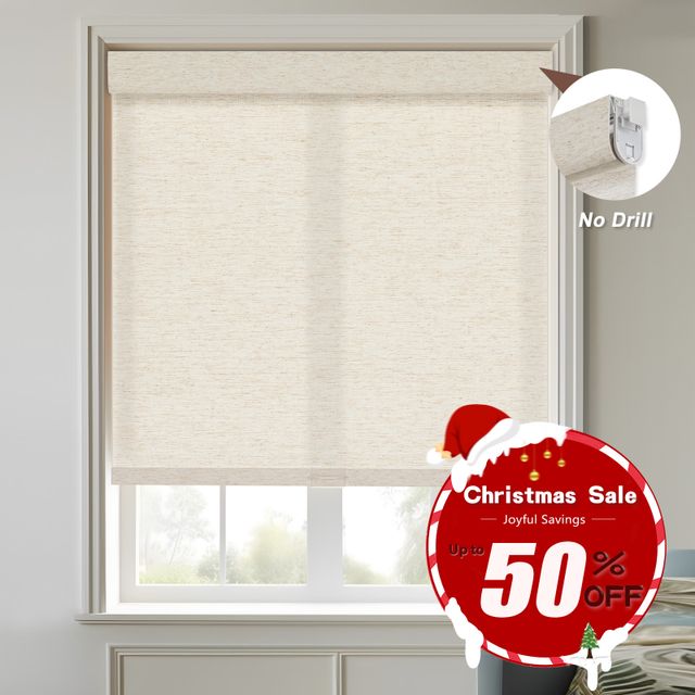 No Drill No Tools Linen Roller Shades