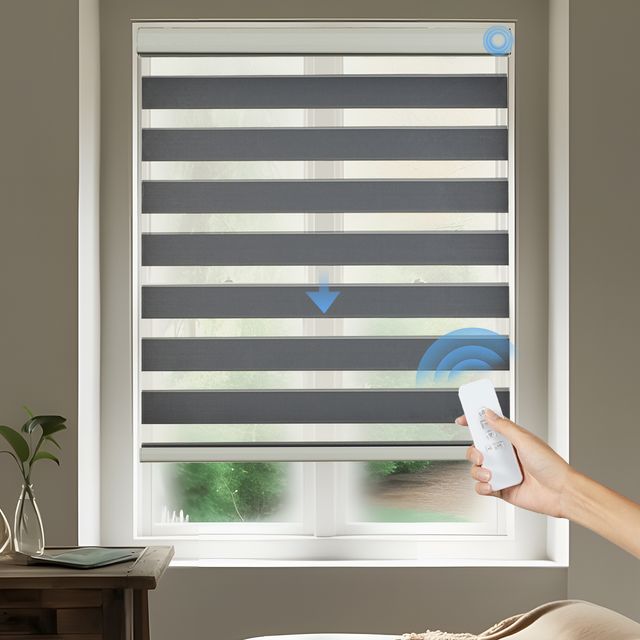 Motorized Customized Light Filtering Zebra Blinds