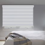 Persilux Dual-Layer Zebra Blackout Shades for Bedroom in white