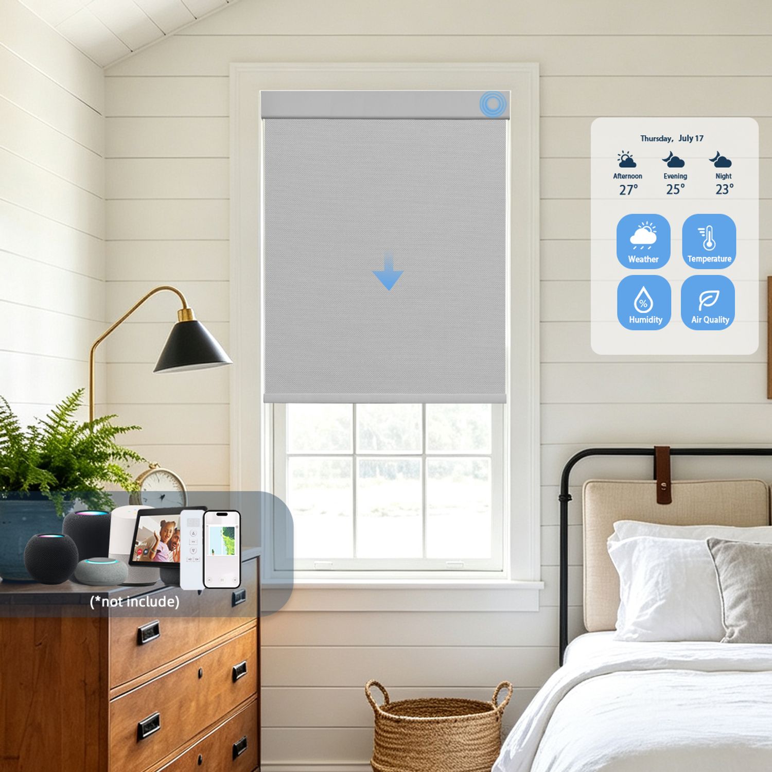 Motorized 1% Openness Basic Solar Shades for bedroom