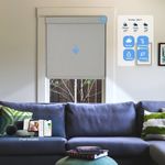 Custom Motorized Linen Roller Shades with Light Filtering Fabric