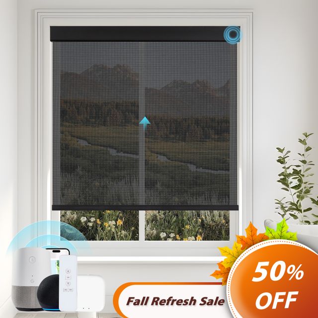 Motorized Solar Shades with 1%/3%/5% Openness