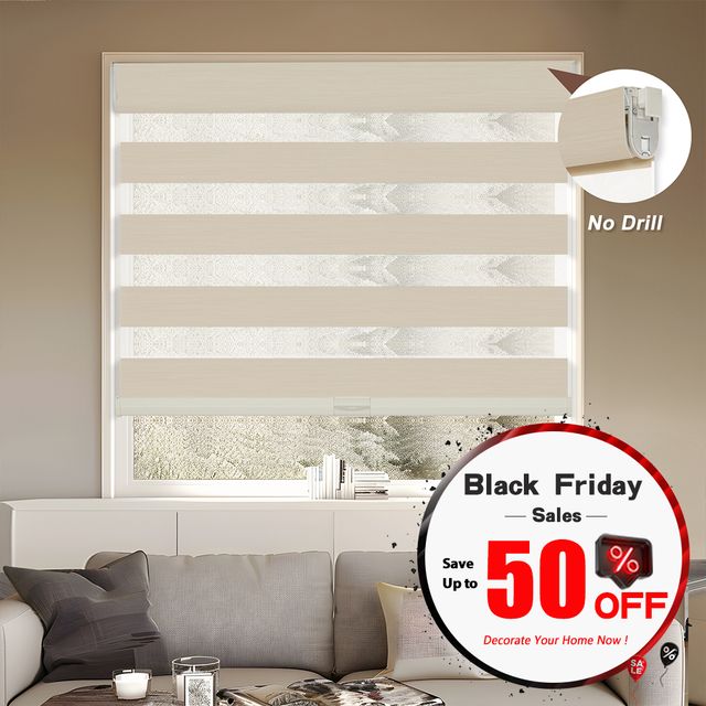 No Drill No Tools Double-layer Zebra Shades