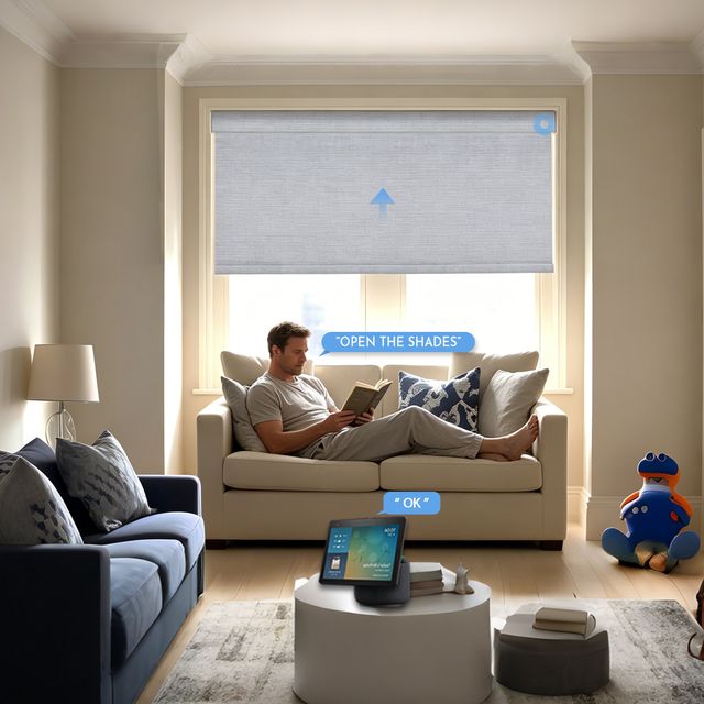 Motorized Texture Fabric Blackout Roller Shades
