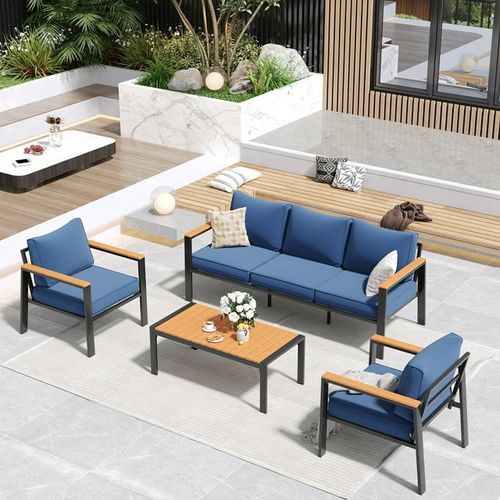 ELPOSUN Aluminum Patio Furniture Set, 6 Pieces Metal Outdoor Furniture Sets, Outdoor Sectional Modern Sofa Sets