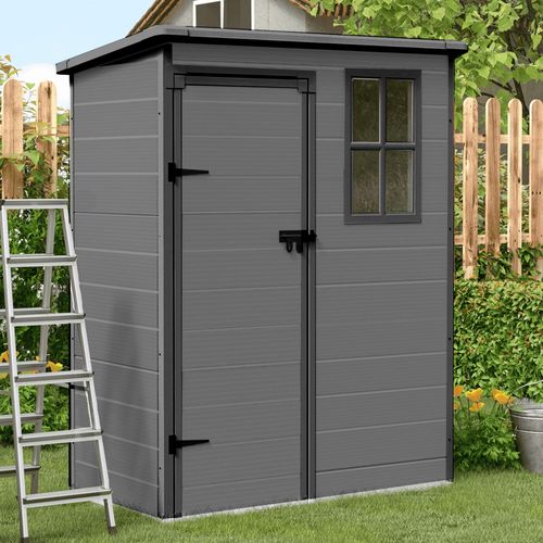 ELPOSUN Outdoor Resin Storage Shed 5x3 FT,Plastic Garden Shed for Bike, Garbage Can,Tool,Outside Sheds with Lockable Door for Backyard,Patio, Lawn,Dar