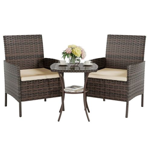 ELPOSUN 3 Piece Patio Conversation Bistro Set Outdoor Chat Furniture, Porch Balcony Furniture Set,Wicker Chairs