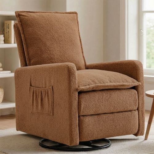 Gelloan Upholstered Swivel Glider and Recliner Nursery Chair,Brown
