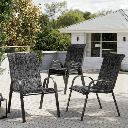ELPOSUN Patio Chairs Set of 6, Breathable Garden Outdoor Furniture for Backyard Deck,Outdoor Stackable Dining Chairs for All Weather, Dark Grey