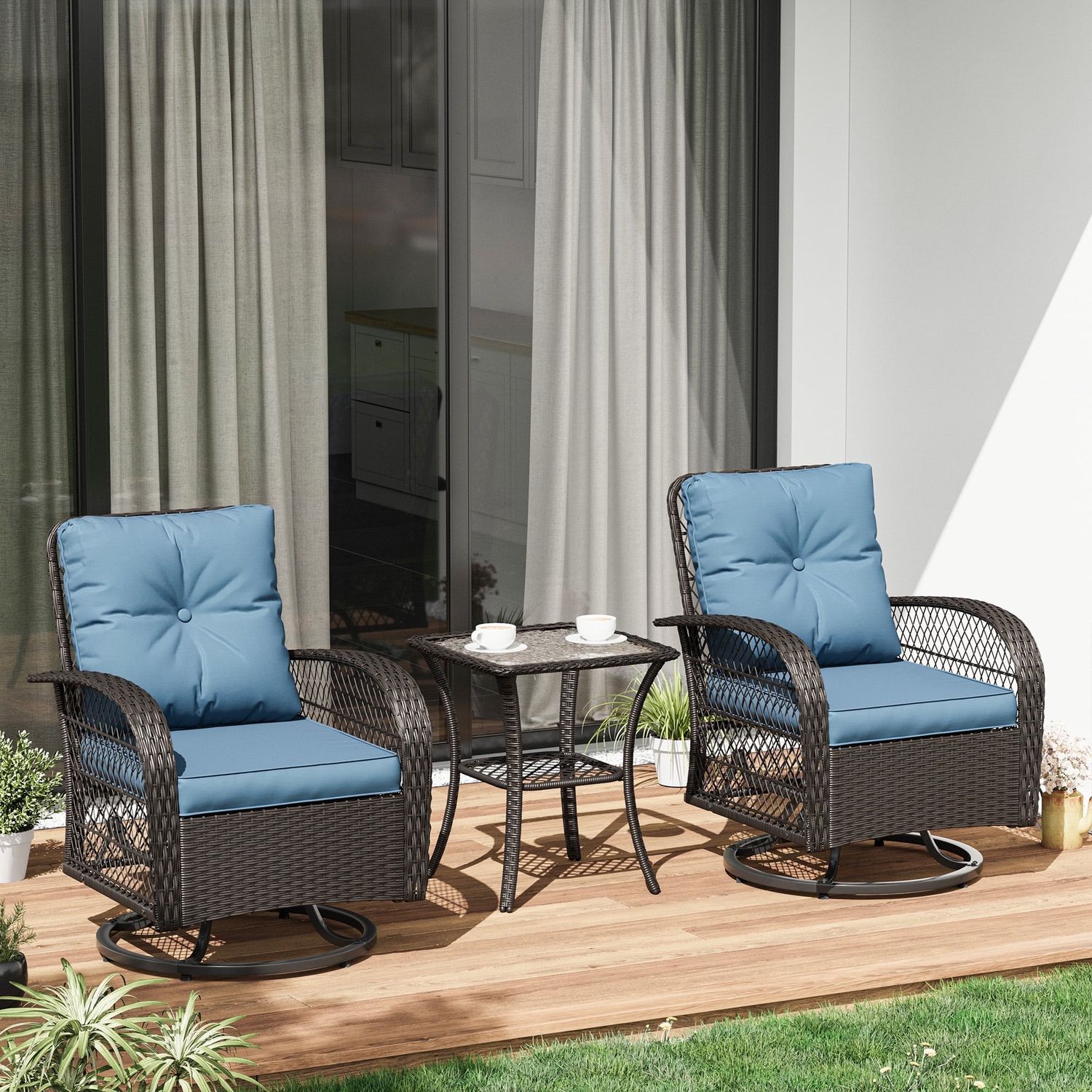 ECOPATIO 3 Pieces Patio Furniture Set, Outdoor Swivel Gliders Rocker ...