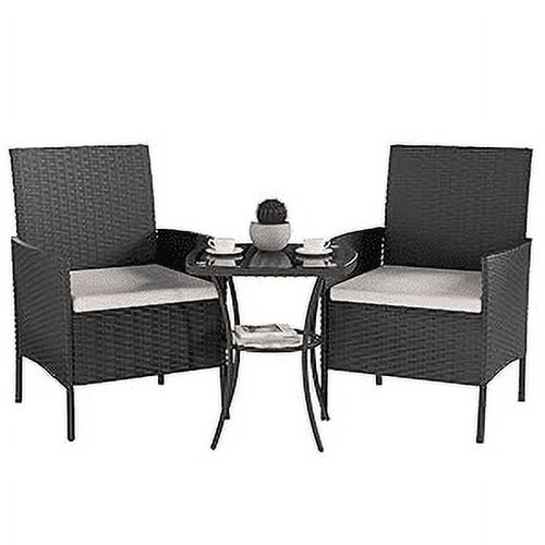 ELPOSUN 3 Piece Patio Conversation Bistro Set Outdoor Chat Furniture, Porch Balcony Furniture Set,Wicker Chairs and Storable