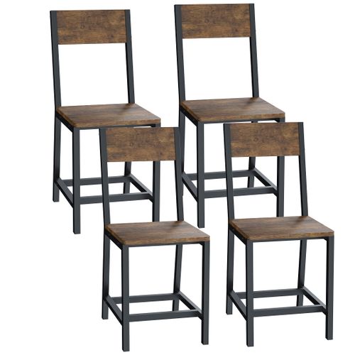 Gelloan Dining Chairs Set of 4, Rustic Wood Chairs with Metal Steel Frame, Comfortable Seat, Modern Farmhouse Chair for Kitchen, Bedroom, Living Room,