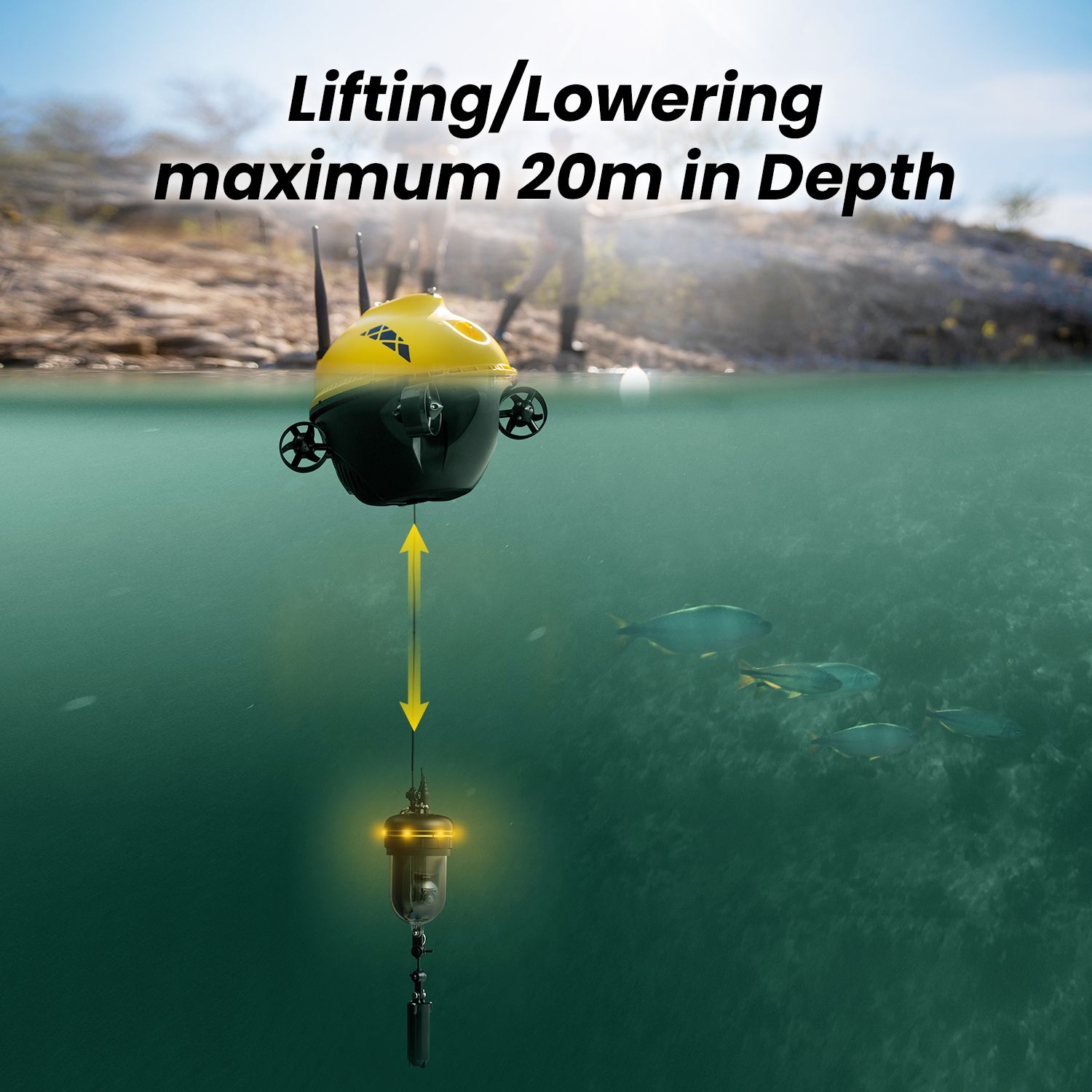 CanFish Chasing F1 PRO Fish Finder Drone lifting/lowering maximum 20m in depth