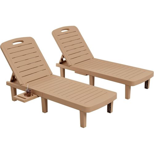 Poteban Oversized Outdoor Chairse Lounge Chair��Extra Widen Chaise with Cup(Wood 2)