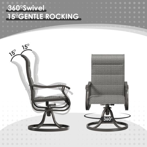 Poteban High Back Outdoor Dining Chairs Set of 4, All Weather Swivel Patio Chairs, Breathable Garden Outdoor Furniture for Backyard Deck