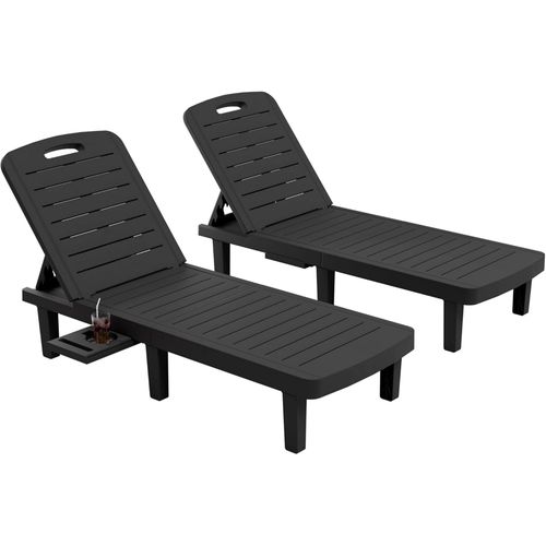 Poteban Oversized Outdoor Chairse Lounge Chair��Extra Widen Chaise with Cup(Black 2)