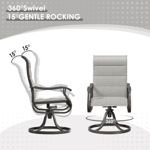 Poteban High Back Outdoor Dining Chairs Set of 4, All Weather Swivel Patio Chairs, Breathable Garden Outdoor Furniture for Backyard Deck