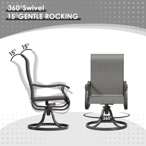 Poteban High Back Outdoor Dining Chairs Set of 4, All Weather Swivel Patio Chairs, Breathable Garden Outdoor Furniture for Backyard Deck