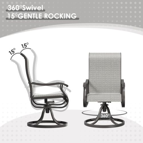 Poteban High Back Outdoor Dining Chairs Set of 4, All Weather Swivel Patio Chairs, Breathable Garden Outdoor Furniture for Backyard Deck