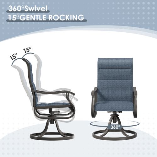 Poteban High Back Outdoor Dining Chairs Set of 4, All Weather Swivel Patio Chairs, Breathable Garden Outdoor Furniture for Backyard Deck