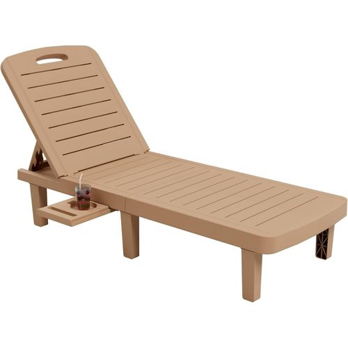 Poteban Oversized Outdoor Chairse Lounge Chair��Extra Widen Chaise with Cup(Wood 1)